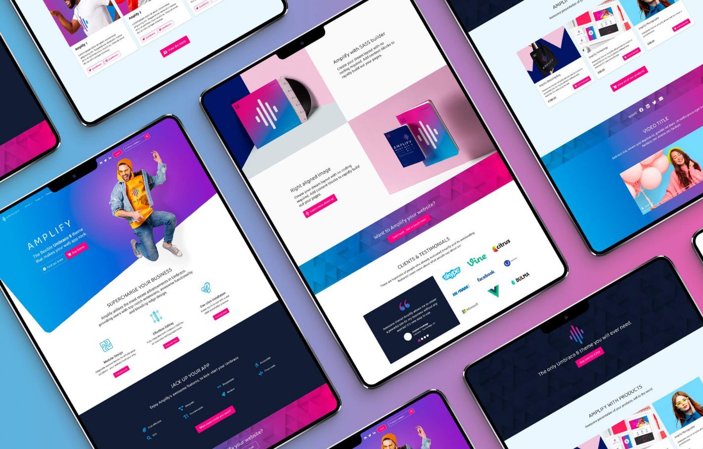 Mockup of website digital design on tablet screens