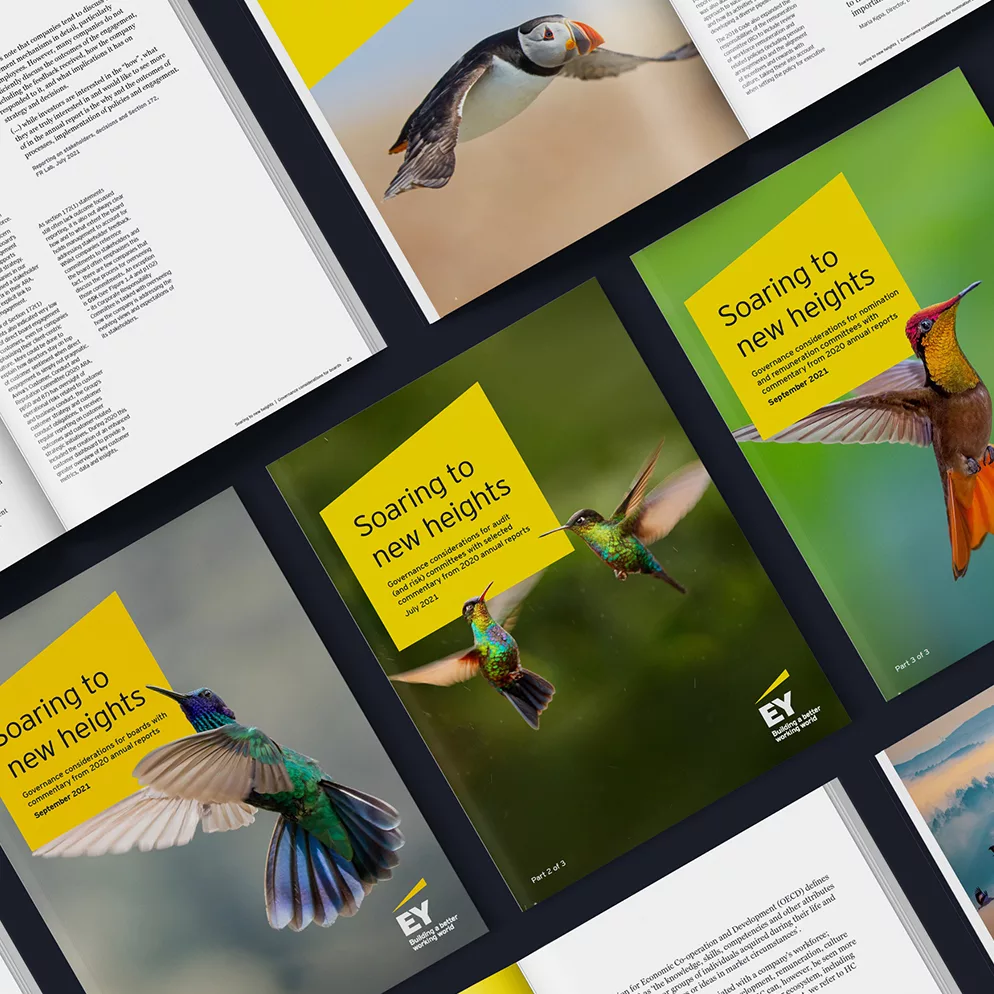 Mockup of the EY report on corporate governance designed by JDJ Creative.