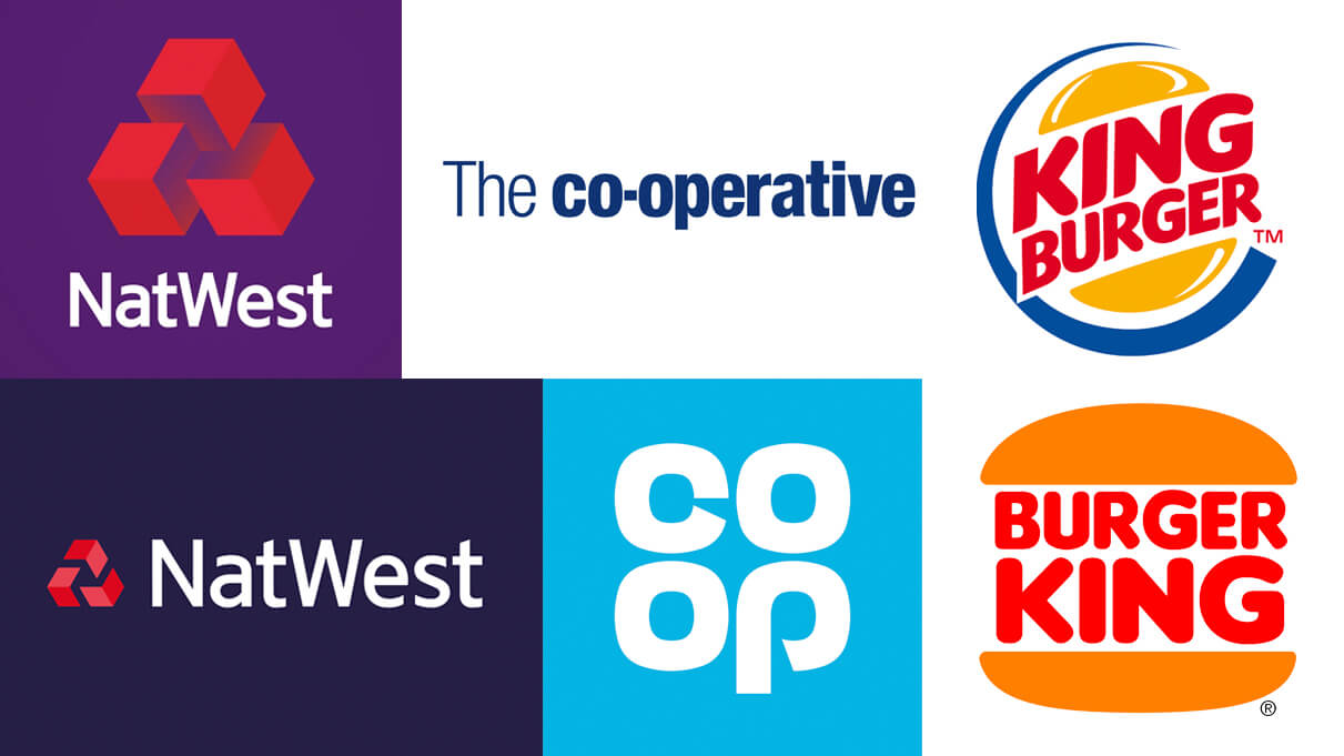 Brand current and retro logos