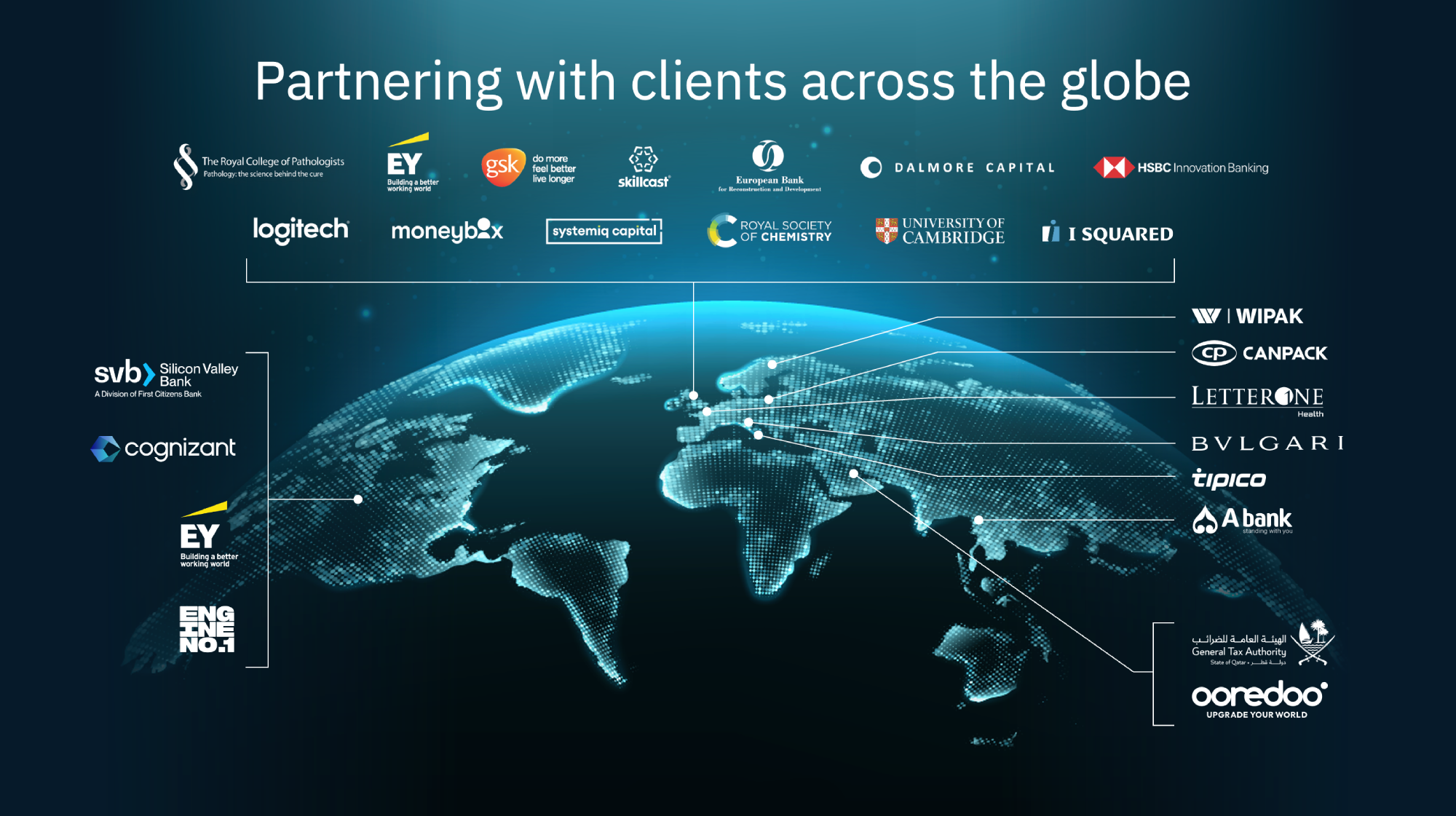 Map showing JDJ Creative's global clients